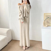 Aiertu duo costumes Women's Korean-Style Chic Autumn and Winter Gentle Temperament V-neck Pullover Sweater + High Waist Slimming Sheath Half-Length aiertu