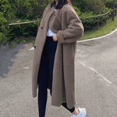 Aiertu cold weather outfits Chubby Girl plus Size Autumn and Winter Lamb Plush Loose Thickened Double-Breasted Mid-Length Overcoat Coat for Women aiertu