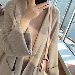 Aiertu 2000s fashion Long Knitted Cardigan Women's Spring and Autumn Loose Lazy Style Net Red Korean Style Sweater Coat Trendy Year aiertu