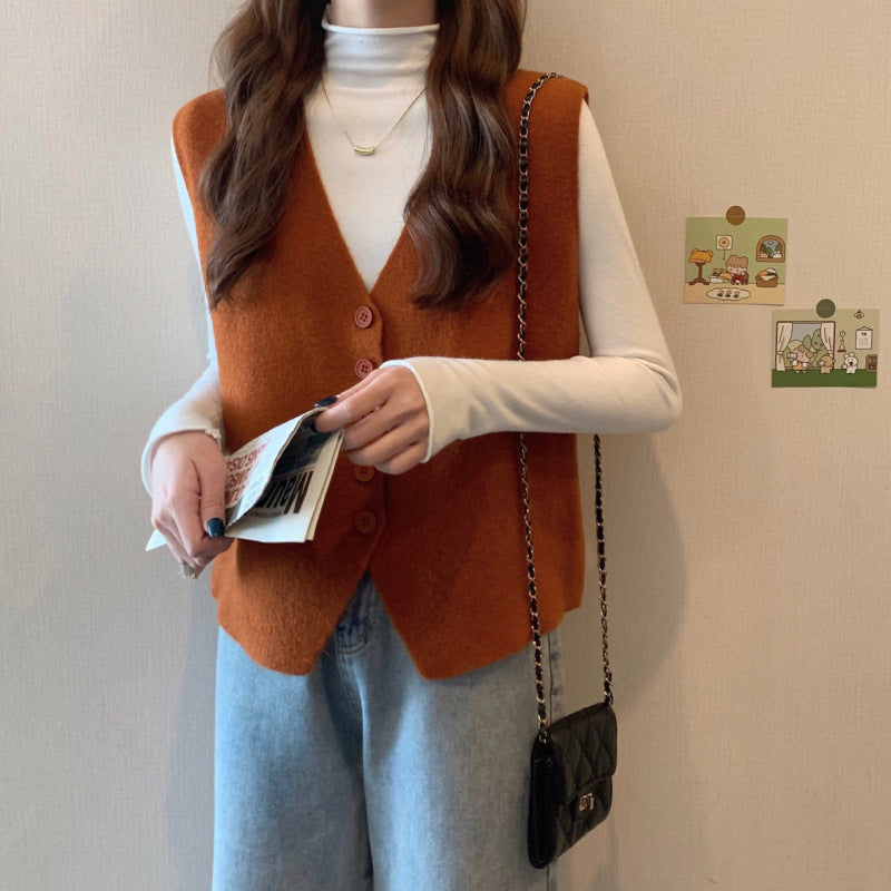 Aiertu dress to impress outfits Women's Korean-Style Knitted Vest Spring and Autumn Sweater Overwear Vest Sleeveless Vest aiertu