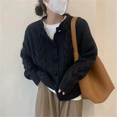 Aiertu datenight fall outfits Thickened Twist Cardigan Early Autumn Korean Style Soft Milk Style Loose Sweater Coat Fashionable Knitted aiertu
