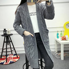 Aiertu black leggings outfit fall Twist Sweater Cardigan Coat Women's Thick Needle Korean Style Loose Mid-Length Sweater Coat aiertu
