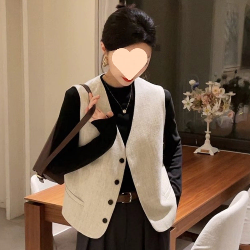 Aiertu dress to impress outfits Spring and Summer High-Grade Temperament Sleeveless Collar Fashion Vest Women's Loose Waistcoat aiertu