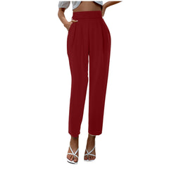 Aiertu business casual outfits for women Women's Satin High Waist Trousers Artificial Silk Pocket Loose Casual Pants aiertu