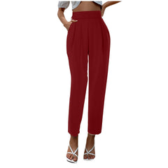 Aiertu business casual outfits for women Women's Satin High Waist Trousers Artificial Silk Pocket Loose Casual Pants aiertu