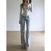 Aiertu going out outfits High Street Hot Girl Super Stylish Jeans Women's Summer Retro Distressed Washed Straight Mop Pants aiertu
