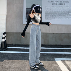 Aiertu y2k outfits Loose Slimming Fashionable Wide-Leg White Jeans for Women Straight Draping Mop Pants Trendy aiertu