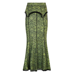 Aiertu fall outfits women Vintage Printed Reverse Lace Irregular Elastic Waist Slim Fishtail Long Skirt aiertu