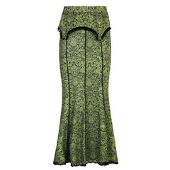 Aiertu fall outfits women Vintage Printed Reverse Lace Irregular Elastic Waist Slim Fishtail Long Skirt aiertu