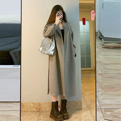 Aiertu simple winter outfits Maillard Double-Sided Velvet Mid-Length Fashion Woolen Coat Women's Autumn and Winter Small Slimming Woolen Large aiertu