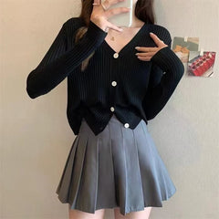 Aiertu datenight fall outfits V-neck Knitted Cardigan Women's Spring and Summer Top Sweater Short Slim Sweater Small Coat aiertu