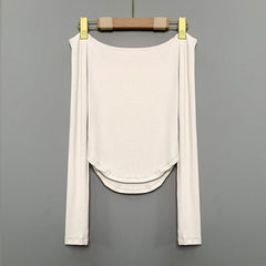 Aiertu leapord halloween outfit Slim-Fit Slimming Sexy Hot Girl off-Shoulder Slimming Long-Sleeved T-shirt Top aiertu