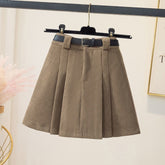 Aiertu business casual outfits Autumn and Winter Preppy Style Loose Slimming Corduroy A- line Pleated High Waist Anti-Exposure Skirt aiertu