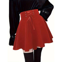 Aiertu guys in skirts Million Holy Festival Gothic High Waist Mini Skirt Elastic Strap A- line Skirt aiertu
