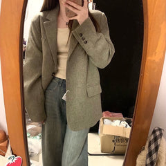 Aiertu leapord halloween outfit Wool Variegated Single-Sided Woolen Suit Coat Women's Autumn and Winter Temperament Woolen Coat aiertu