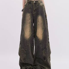 Aiertu shamar High Street Retro Distressed Jeans Men and Women Spring Loose Casual Straight Wide Leg aiertu