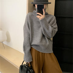 Aiertu 2000s fashion Autumn and Winter Korean Style Turtleneck Sweater Women's New Loose All-Match Pullover Solid Color Sweater Inner Lazy Top Women aiertu