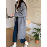 Aiertu black sweater dress outfit Knitted Cardigan Women's Spring and Autumn Simple Lazy Style Loose Mid-Length over-the-Knee Sweater Coat Top aiertu