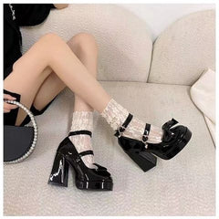 Aiertu shoes Lolita Leather Shoes Campus Sweet Cool Hot Girl High Heels Retro Hepburn Style Mary Jane Shoes Lo Fashion aiertu