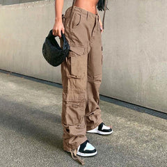 Aiertu outfits Autumn and Winter Women's Clothing American Street Hip Hop Style Denim Overalls Casual Pants Fashion aiertu