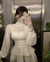 Aiertu leapord halloween outfit Beautiful Skirt Two-Piece Set Spring and Summer French Retro Sweet and Spicy Waist-Tight Cake Princess Style Dress Women's Clothing aiertu