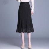 Aiertu fashion outfits Pink Women's Lace Fishtail Skirt Autumn Skirt Elegant Mid-Length Hip Skirt Fashion aiertu