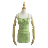 Aiertu cute outfits fall Summer Low-Cut Sexy Lace-up Sling Dress Drawstring Pleated Hip Tight Waist Skirt aiertu