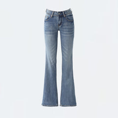 Aiertu y2k outfits Autumn and Winter American Retro Hot Girl Low Waist Flared Pants Simple Slim Slimming Stretch Jeans aiertu