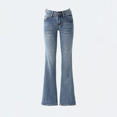 Aiertu y2k outfits Autumn and Winter American Retro Hot Girl Low Waist Flared Pants Simple Slim Slimming Stretch Jeans aiertu