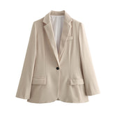 Aiertu church outfit Spring Lazy Style 3 Colors One Button Casual Loose Suit Jacket aiertu