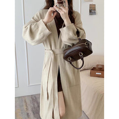 Aiertu black sweater dress outfit Fashionable Loose Long over-the-Knee Knitted Cardigan for Women Autumn and Winter Lazy Temperament Sweater Coat Overcoat aiertu