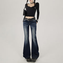 Aiertu y2k outfits American-Style Nostalgic Low Waist Comfortable Hot Girl Flared Pants Stretch Slim Slimming Jeans Women's Autumn Trousers Lengthened aiertu