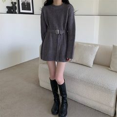 Aiertu black leggings outfit fall Lazy Style Waist-Tight Sweater Dress Autumn and Winter Pullover Bottoming Shirt Niche Temperament Coat Western Style Top aiertu