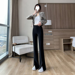 Aiertu fashion outfits Micro Flared Pants Women's Spring and Autumn High Waist Slimming Tall Straight Loose Tall Drape Split Mop Pants aiertu