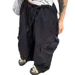 Aiertu guys clothing styles New High-Grade Fabric Tooling Wide-Leg Pants Women's Spring and Summer Hot Girl Drawstring Straight Pants Loose Casual Niche aiertu