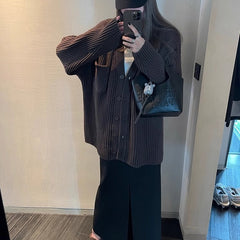 Aiertu grunge outfits Chocolate Maillard Lazy Hanging Fashion Trendy Sweater Coat Women's Thickened Loose Knitted Cardigan Autumn and Winter aiertu