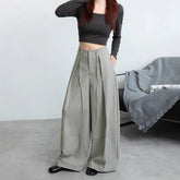 AIERTU - Grey Wide Leg Work Pants for Women Spring New Collection Hanging Casual Curved Knife Pants Aiertu