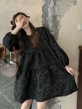 Aiertu Gothic Harajuku Oversized Black Dress Women Goth School Student Long Sleeve Short Dresses Autumn Korean Fashion Kpop Aiertu