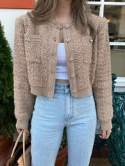 Sweet Women Vintage Cardigan Sweaters American Casual Long Sleeve O Neck Tops Fall Retro Female Single Breasted Cardigan Aiertu