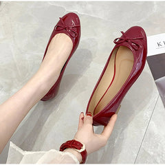 Aiertu Women's Casual Patent Leather Korean Shoes Ladies Bowknot Shallow Elegant Female Moccasins Summer Autumn Flats Shoe Aiertu