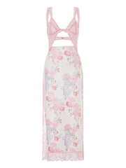 Aiertu Women Y2k Spaghetti Strapy Long Dresses Bodycon Sleeveless Slim Fit Floral Elegant Tank Dresses Party Beach Sundress Aiertu