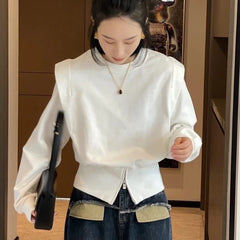 Aiertu Pure Cotton Design Sense Niche Hoodie Women in Spring 2023 New Fashion Pullover Solid Color Long Sleeved Lady Top Trend Aiertu
