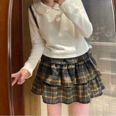 Aiertu Plaid Ruffle Mini Skirt Women Kawaii Japanese Style Harajuku Vintage Short Skirts Cutecore Street Pleated Layered Skirt Aiertu