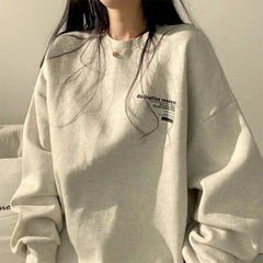 Aiertu 2024 Spring Autumn Women Sweatshirts Long Sleeve Oversized Hoodies Casual Letter Print Loose Pullovers Tops Harajuku Streetwear Aiertu