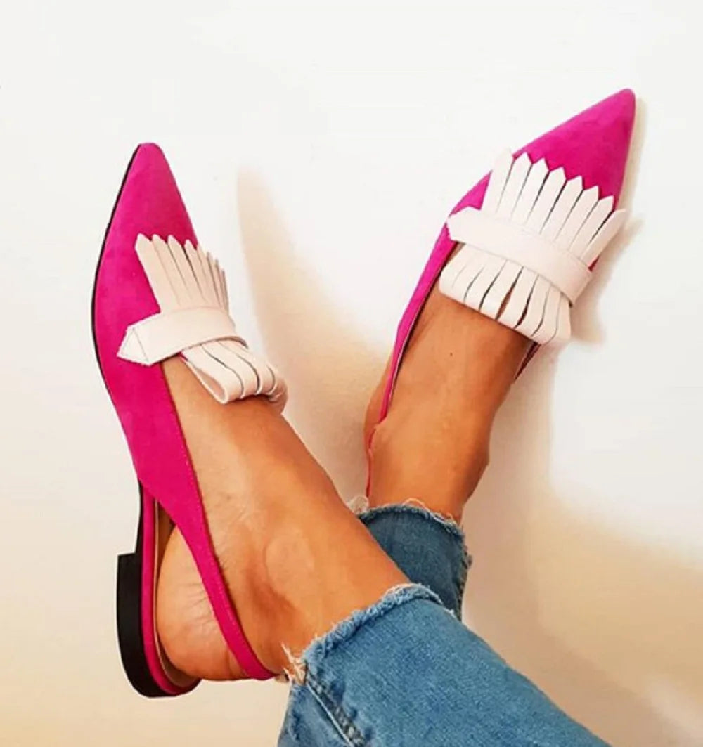 Aiertu Pointed Toe Big Size Shoes Woman Casual Female Sneakers Low Heels Flats Fringe Large Size Dress New Tassel Scandals Lace-Up Slip Aiertu