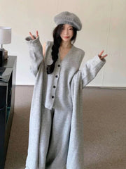 Aiertu Winter French Knitted Suits 3 Piece Set Women Casual Long Cardigan + Vintage Vest + Office Lady Long Pants Korean Fashion Aiertu