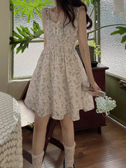 Aiertu Chiffon Sweet Floral Short Dresses Women 2024 Summer Japanese Elegant Party Dress Female Casual Long One-piece Dress Gown Kawaii Aiertu