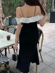 Aiertu New French Style Women Bodycon Midi Party Summer Dress Halter Sleeveless Slim Sexy Evening Party Club Robe Female Black Vestidos Aiertu