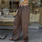 AIERTU - Casual High Waist Side Pocket Leather Pants Korean Style Chic Daily Wear Summer Women's Fashion High Waist Trousers Aiertu