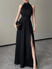 Aiertu Vintage Women Casual A-Line Slim Summer Dress Sleeveless Solid Elegant One Pieces Sexy White Black Vestidos Female Clothings Aiertu